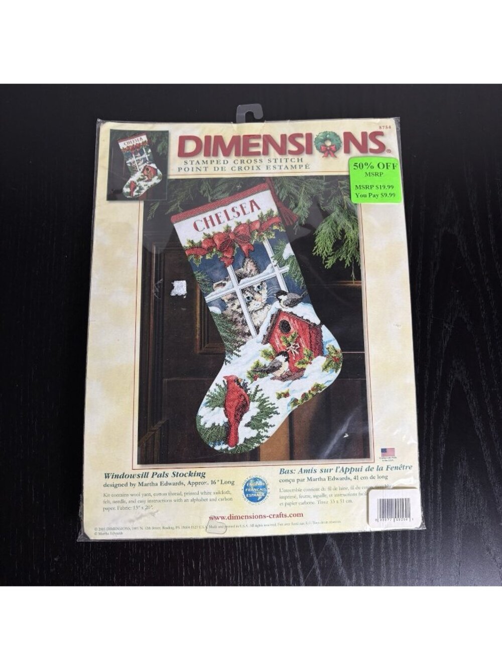 Vintage 2005 DIMENSIONS Windowsill Pals Christmas Stocking Cross Stitch Kit 8754